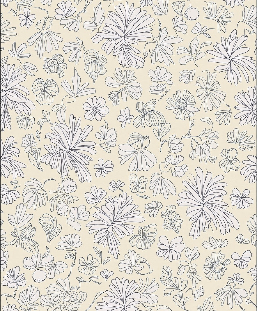 Delicate Floral Outline Design Rug