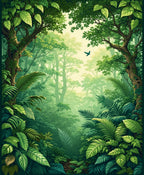Lush Tropical Forest Canopy Pattern Rug