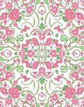 Pink Green Floral Symmetry Pattern Rug