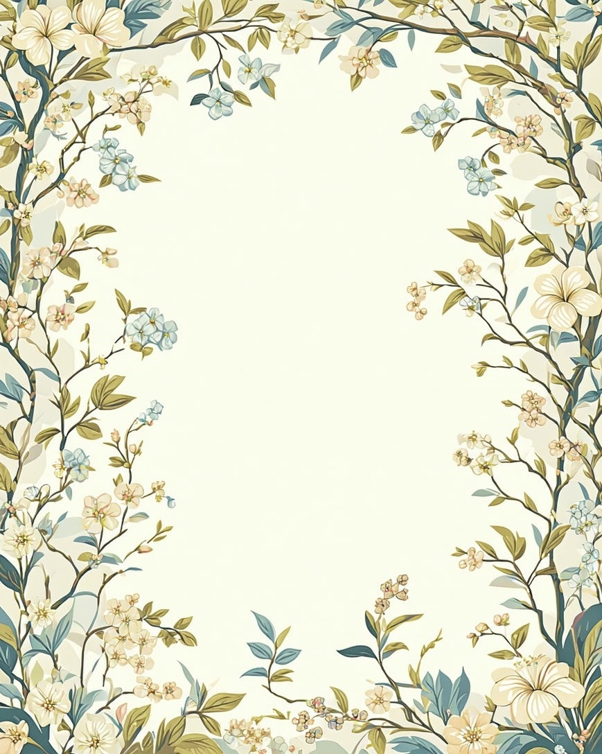 Whimsical Floral Branch Pattern Rug