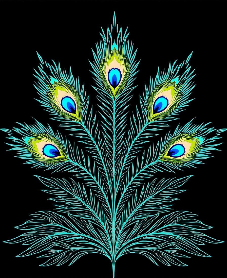 Turquoise Peacock Feather Pattern Design Rug