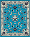 Ornate Blue Floral Arabesque Area Rug