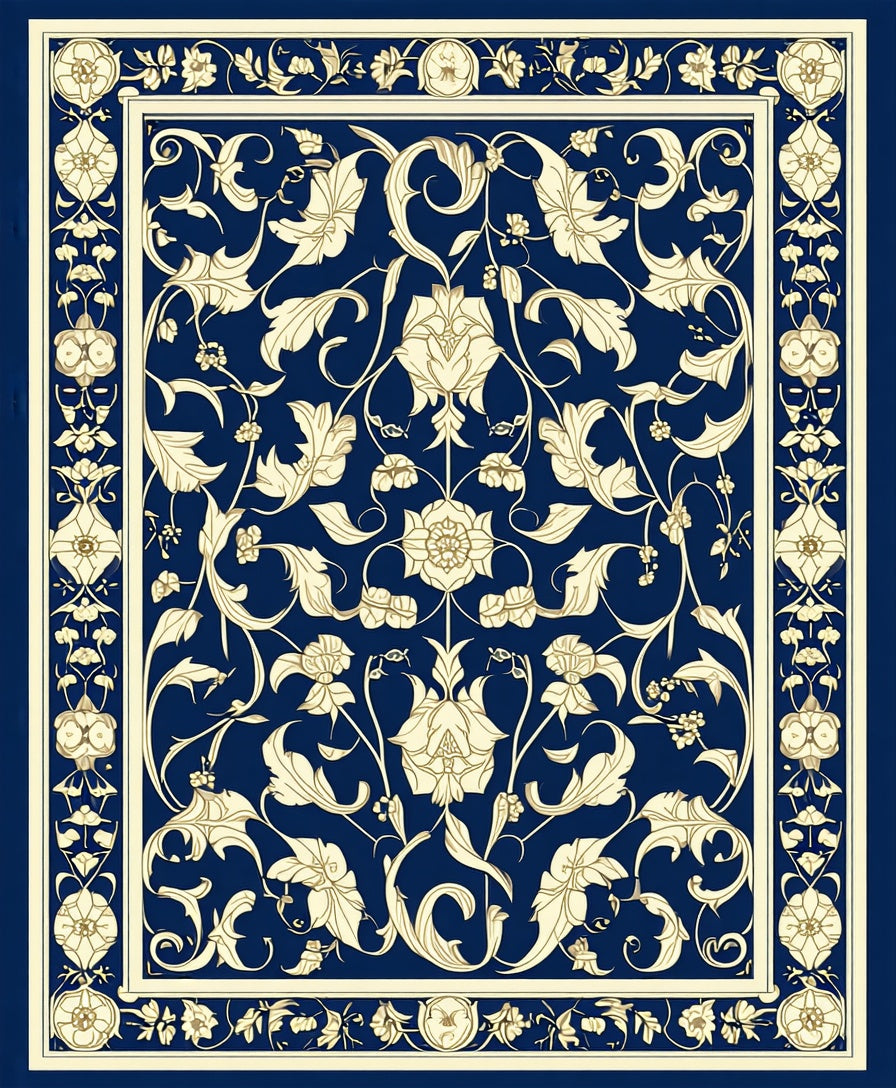 Ornate Floral Vine Pattern Rug