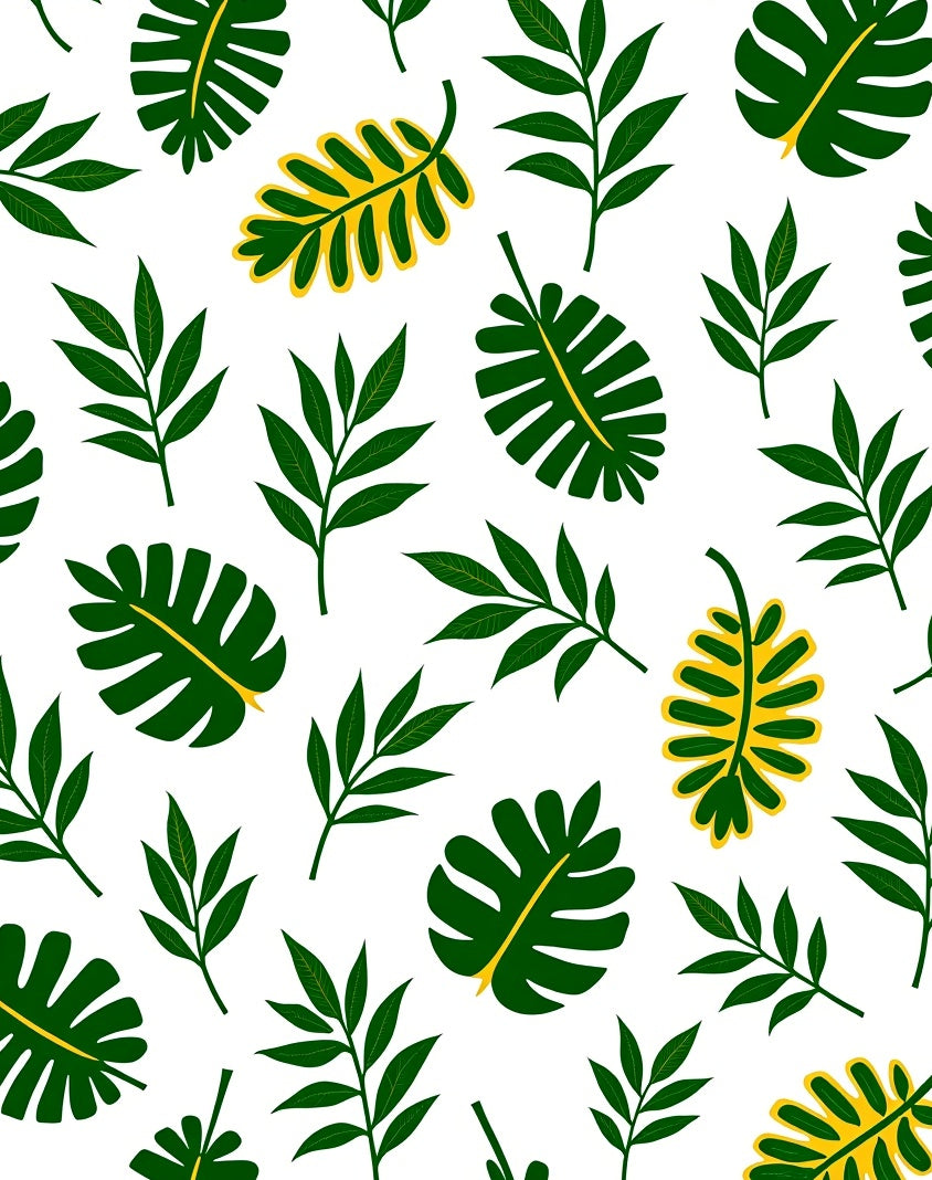 Tropical Leaf Pattern With Yellow Accents Rug