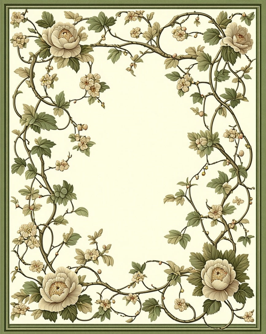Elegant Floral Vine Scroll Design Rug