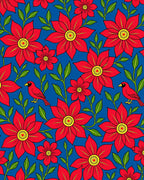 Vibrant Red Floral Cardinal Harmony Rug