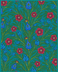 Peacock Floral Emerald Garden Pattern Rug