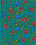 Peacock Floral Emerald Garden Pattern Rug