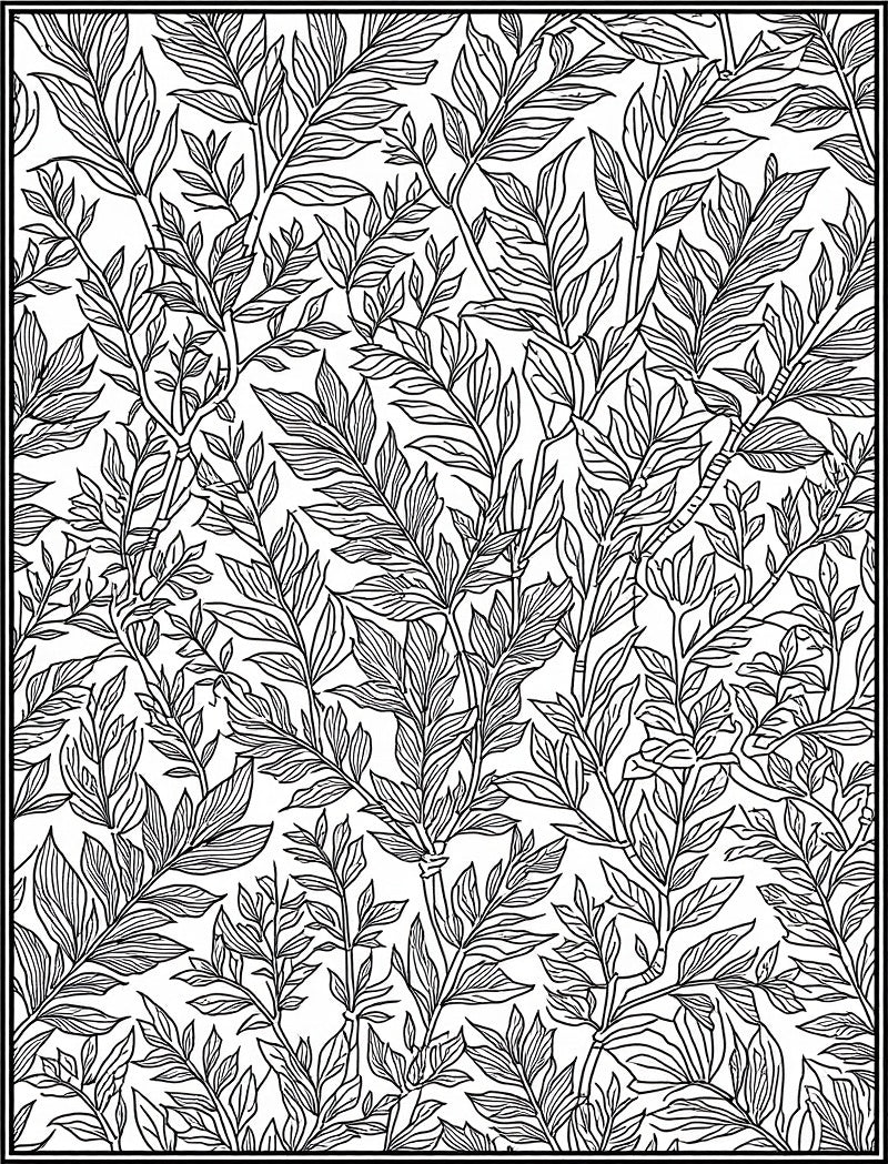 Classic Leaf Pattern Monochrome Rug