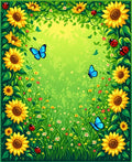 Bright Sunflower Ladybug Butterfly Garden Rug
