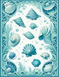 Oceanic Shells Seaweed Pattern Rug