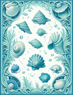 Oceanic Shells Seaweed Pattern Rug