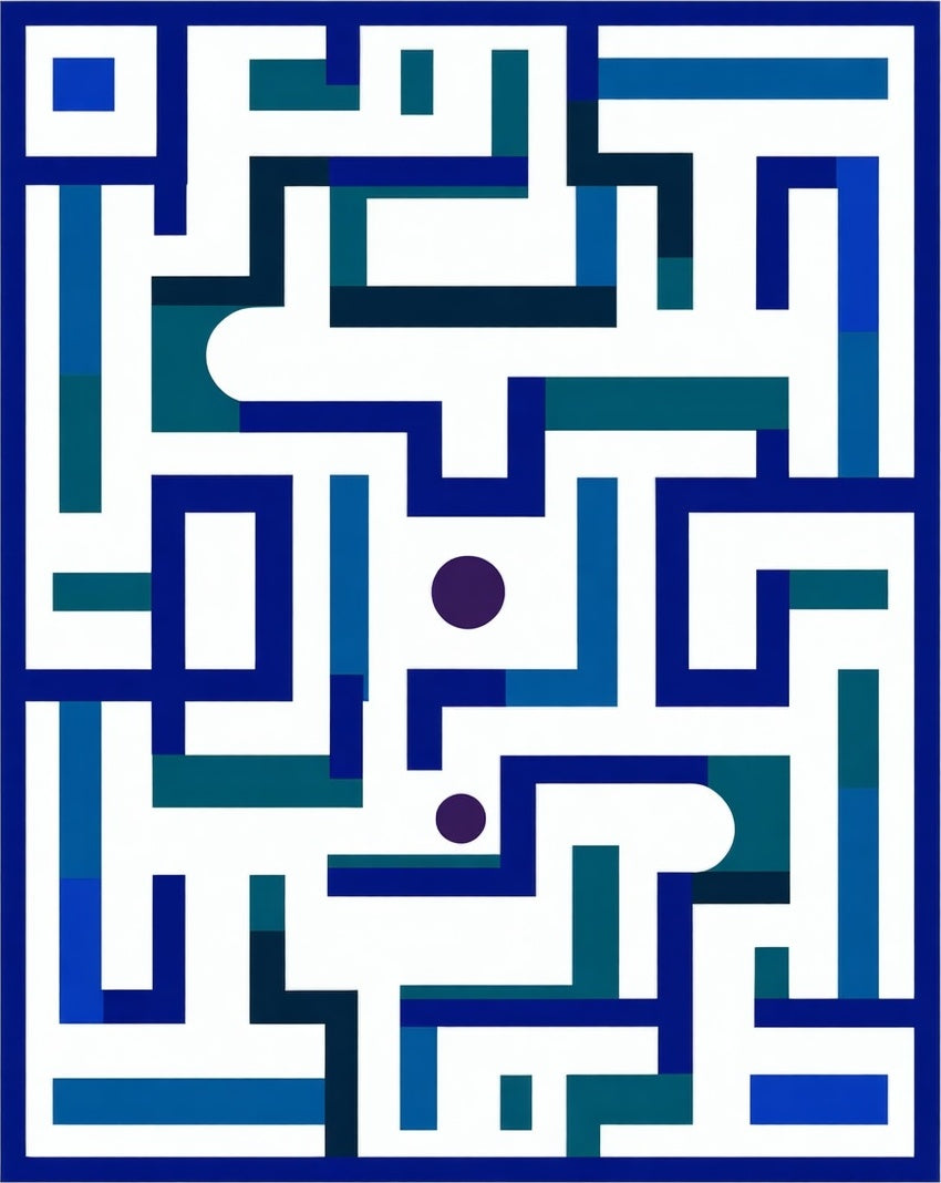 Modern Geometric Maze Pattern Rug