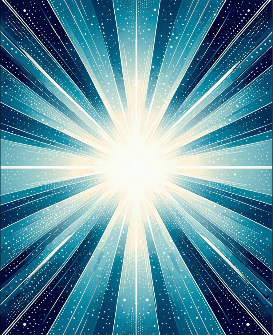 Radiant Starburst Ice Blue Glow Rug