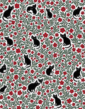 Playful Black Cats Floral Whimsical Pattern Rug