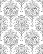 Ornate Floral Scrollwork Damask Design Rug