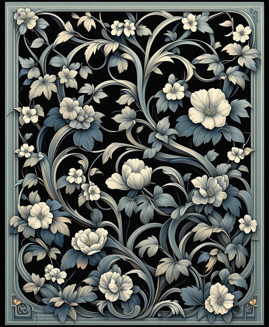Elegant Floral Vine Pattern Rug