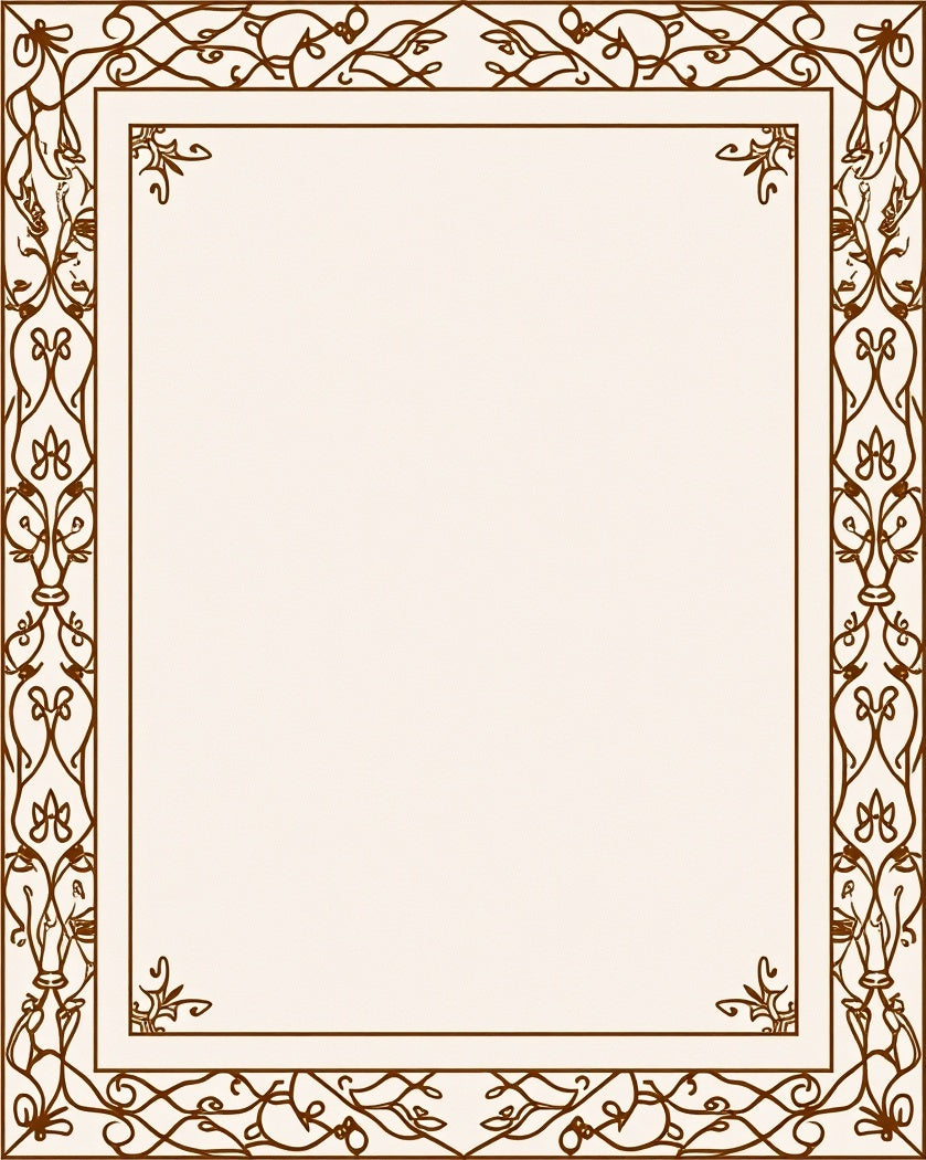 Ornate Floral Vine Border Design Rug