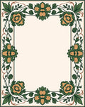 Green Orange Floral Border Design Rug
