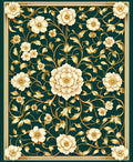 Elegant Floral Gold Leaf Pattern Rug