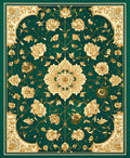 Ornate Floral Cream Emerald Design Rug