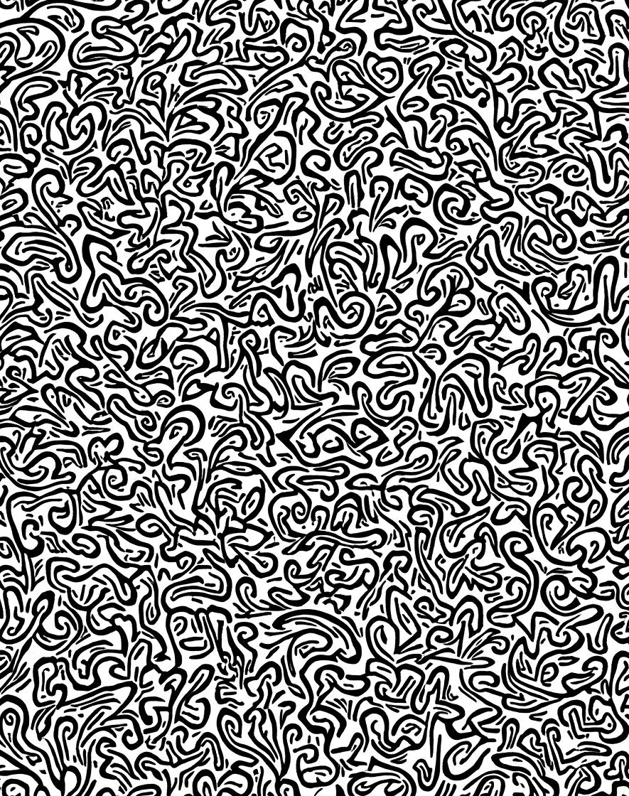 Abstract Swirling Black and White Pattern Rug