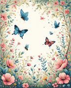 Springtime Floral Butterfly Garden Rug