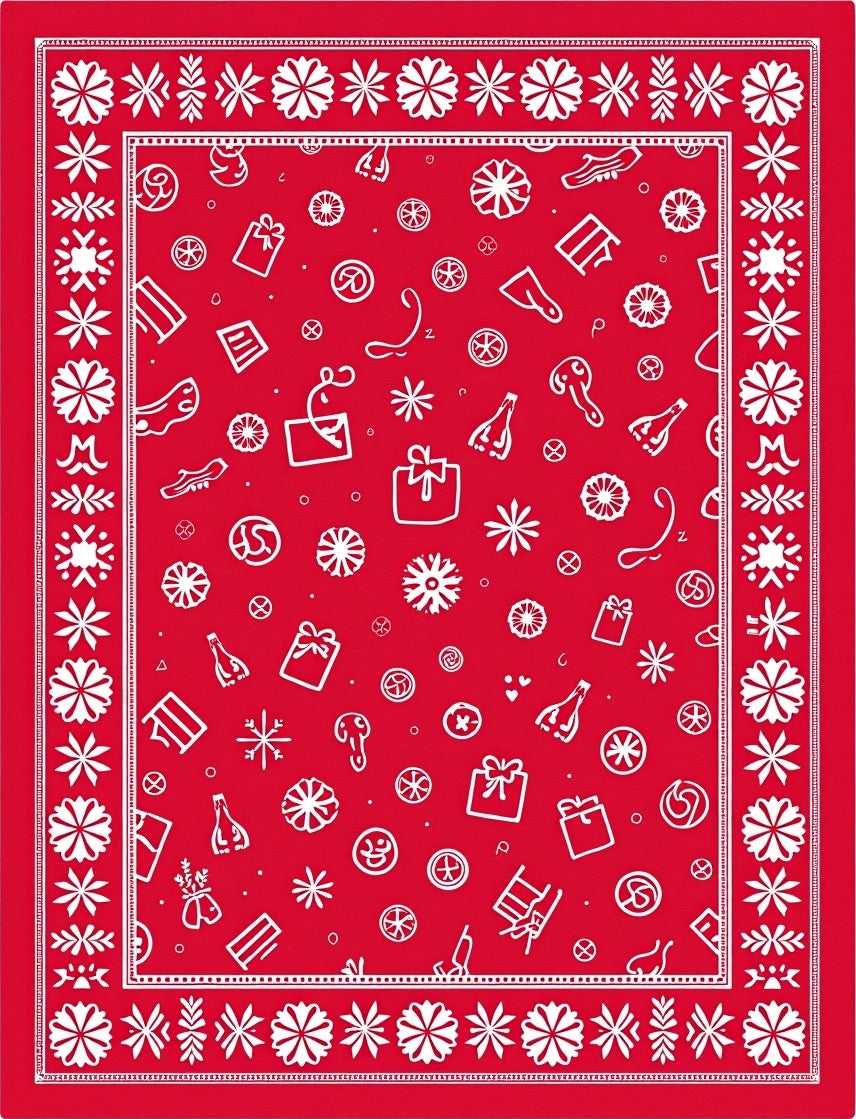 Red White Holiday Gift Scatter Rug