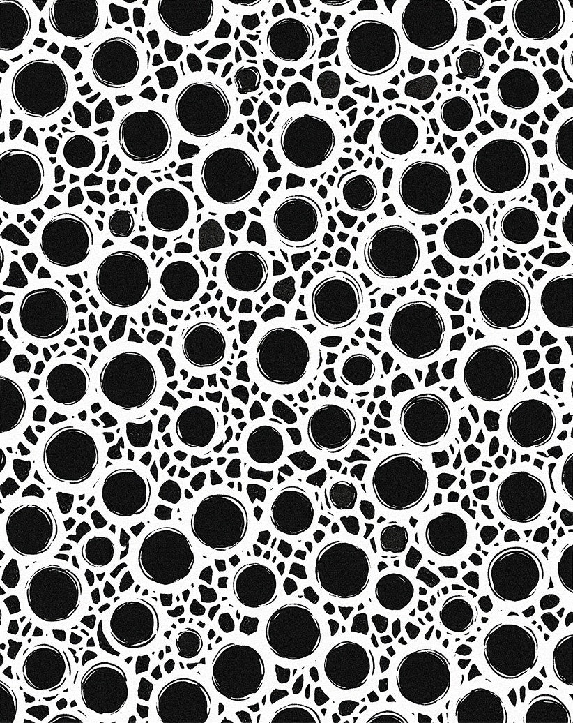 Abstract Black White Circles Pattern Rug