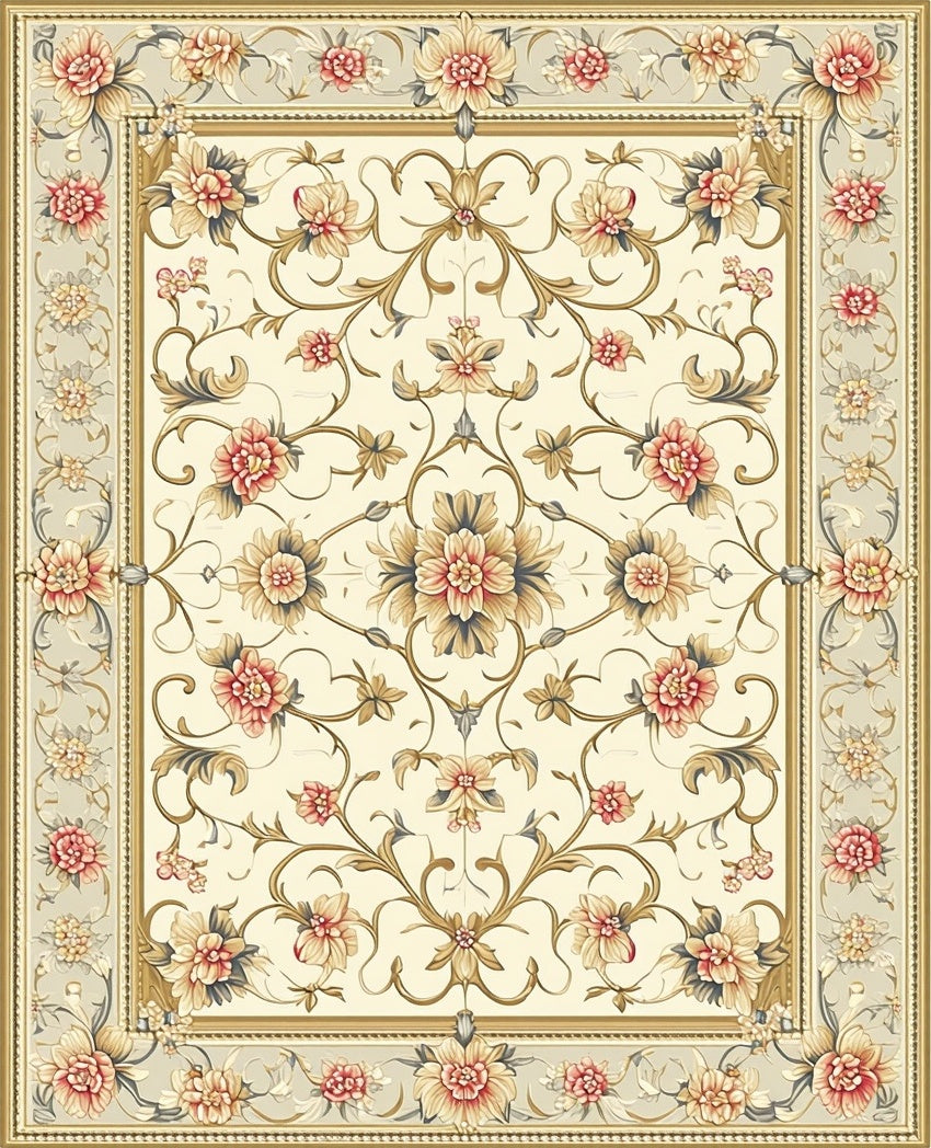 Floral Vine Border Ornament Rug