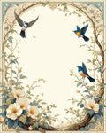 Floral Vine Birds Art Nouveau Rug
