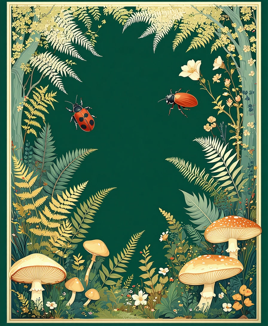 Enchanted Forest Ladybug Mushroom Pattern Rug