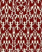 Elegant Red And Cream Damask Pattern Rug