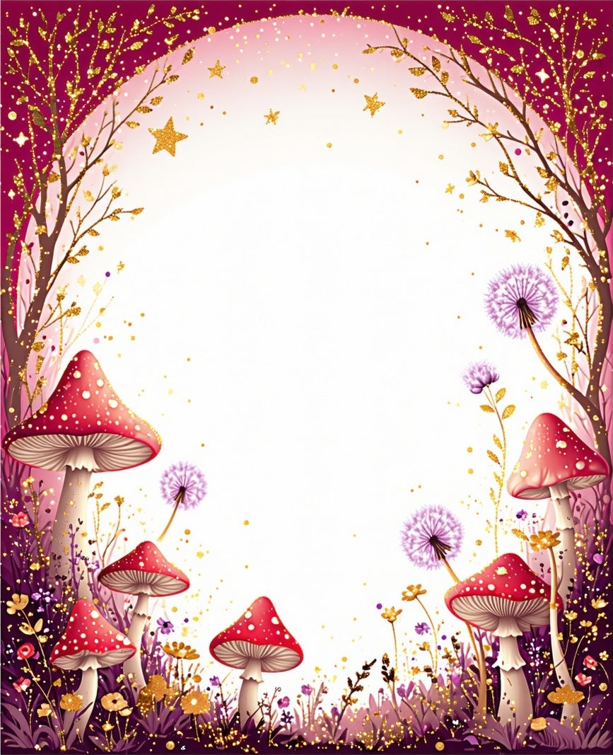 Whimsical Forest Mushroom Dandelion Rug