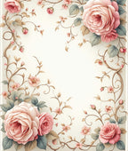 Soft Pink Rose Vine Pattern Rug