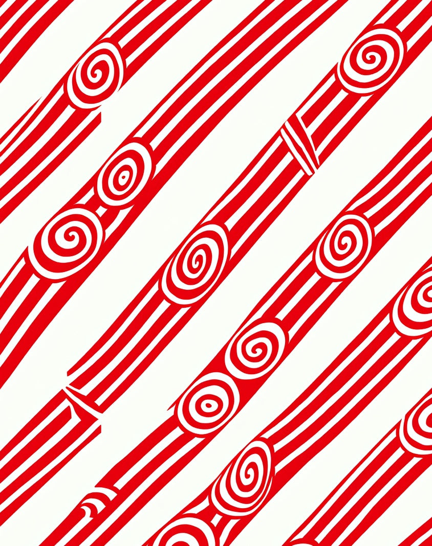 Red White Swirl Stripe Arrangement Rug
