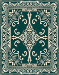 Elegant Teal and Cream Filigree Medallion Rug