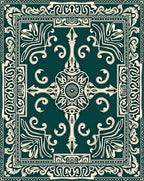 Elegant Teal and Cream Filigree Medallion Rug