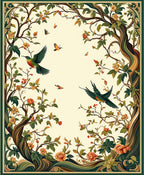 Art Nouveau Nature Birds Floral Design Rug