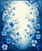 Enchanted Blue Floral Butterfly Tapestry Rug
