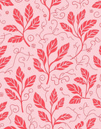 Coral Botanical Stylized Vines Rug