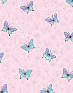 Pastel Butterfly Floral Sketch Pattern Rug