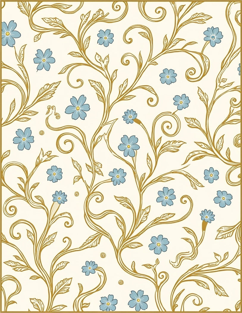 Delicate Floral Vine Pattern Rug