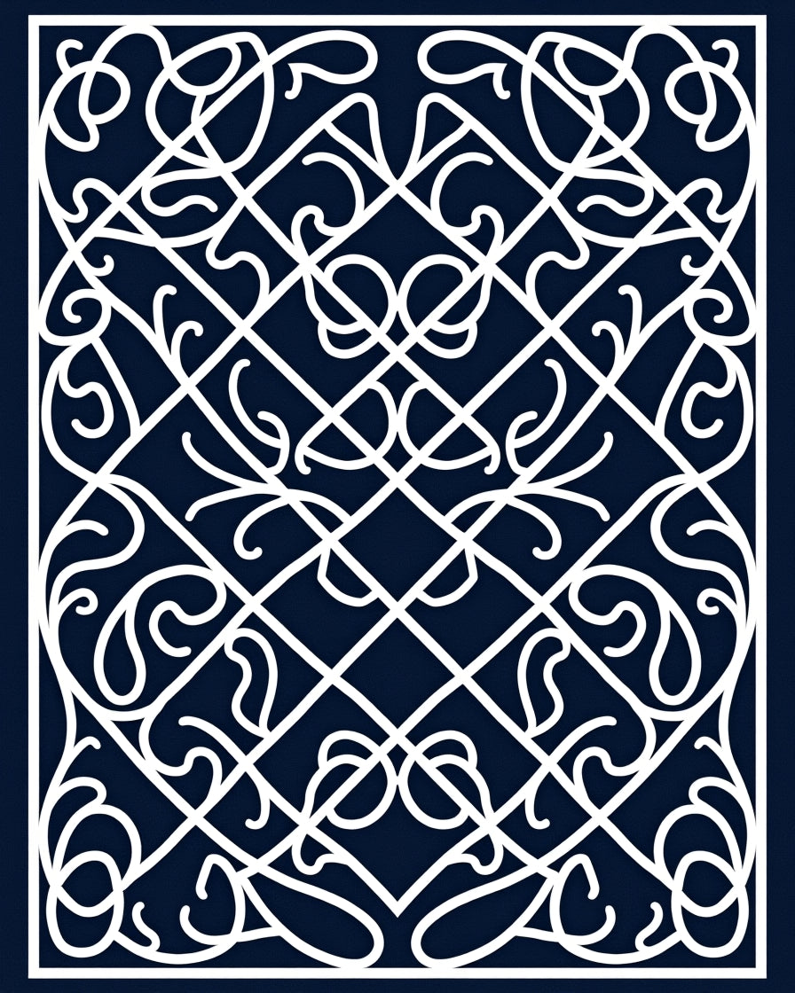 Ornate Scrolled Lattice Design Rug