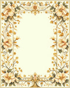 Elegant Floral Pattern Border Rug