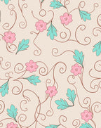 Delicate Pink Floral Swirls Pattern Rug