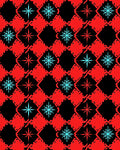 Crimson Blue Star Diamond Check Rug