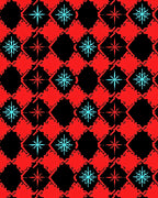 Crimson Blue Star Diamond Check Rug
