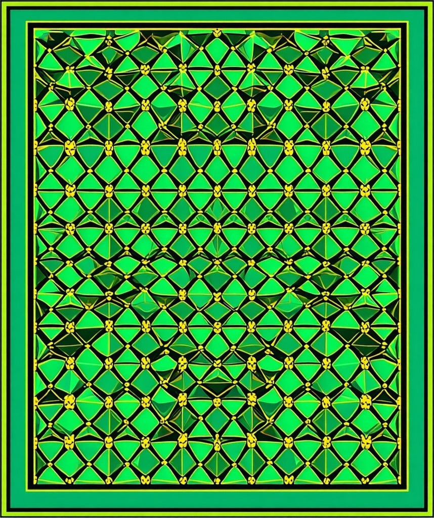 Emerald Green Diamond Geometric Pattern Rug