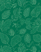 Green Leaf Pattern Sketch Rug